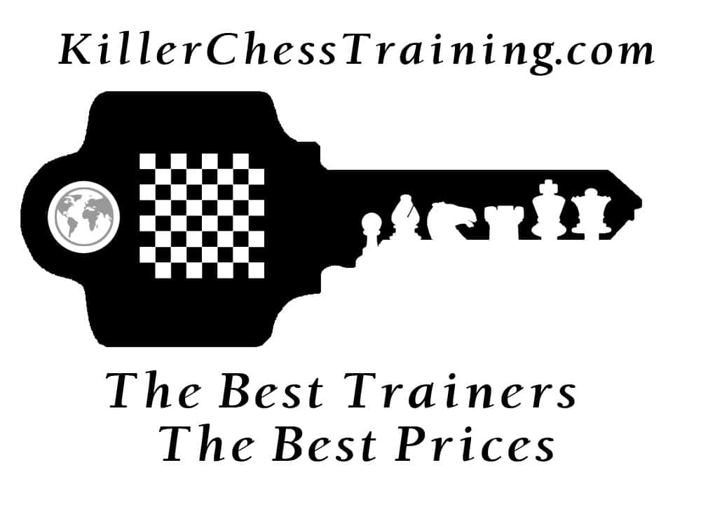 Killer Chess Training - best trainers - best prices The image shows the Killer Chess Training academy logo. It is a key, with the earth in the place of the keyhole, a chessboard on the head of the key and the teeth of the key form the shapes of chess pieces